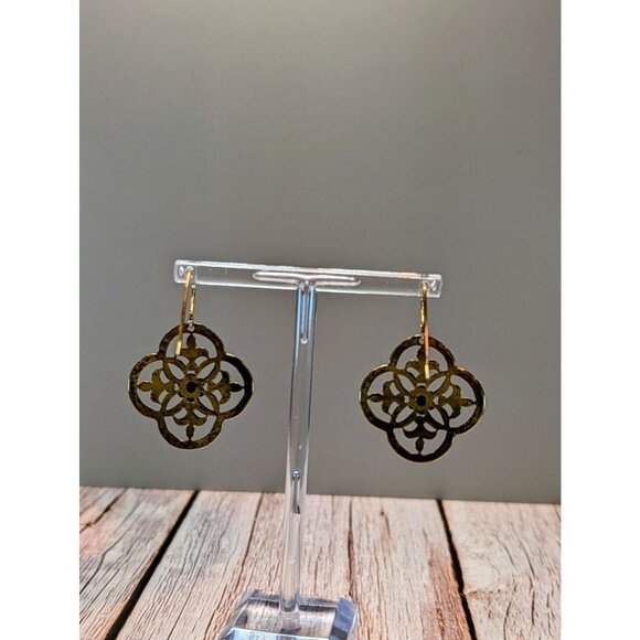 Handcrafted Brass Floral Drop Earrings Lightweight & Elegant Design - Picture 1 of 7